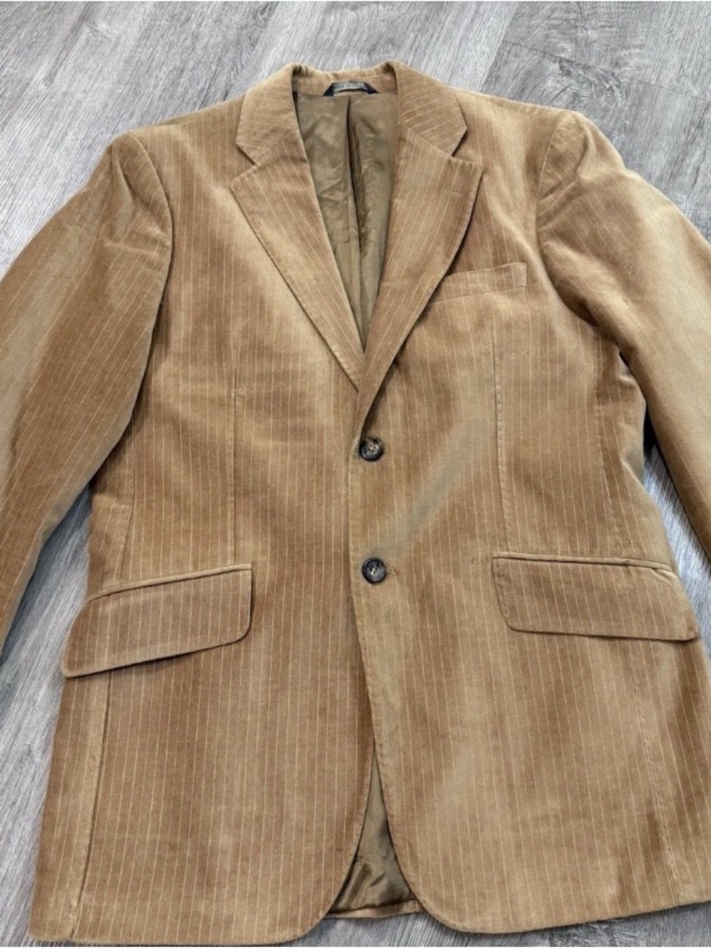 Banana Republic Brown Pinstripe Velvet Blazer Sport Coat 38S Cotton